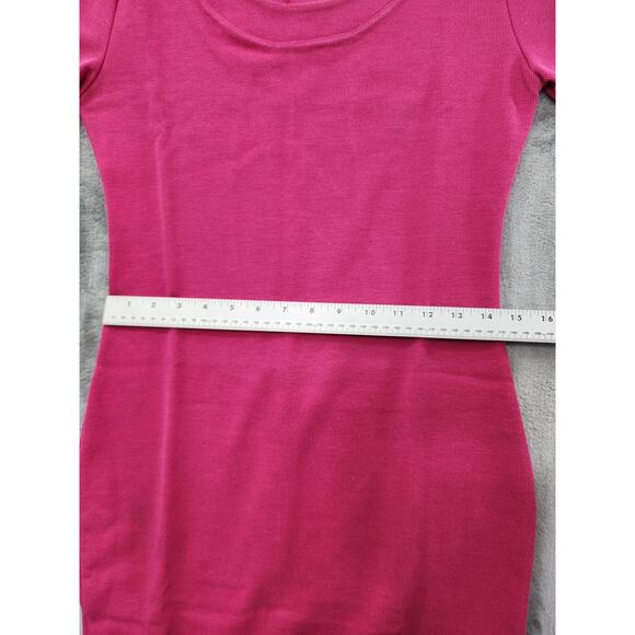 Vintage 90s In Charge Stretch Ribbed Knit Bodycon Mini Dress Size M Barbie Pink - Picture 5 of 8
